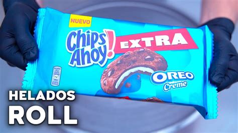 Helado De Oreo Creme Chips Ahoy Extra Ice Cream Rolls Helado En Rollo Helado Tailandes