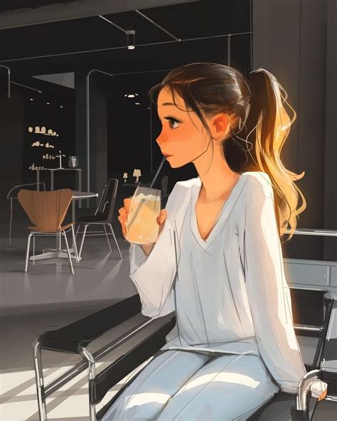 Cafe An Art Print By Sam Yang In 2021 Illustration Art Girl