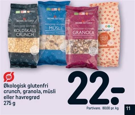 Kologisk Glutenfri Crunch Granola M Sli Eller Havregr D G Tilbud