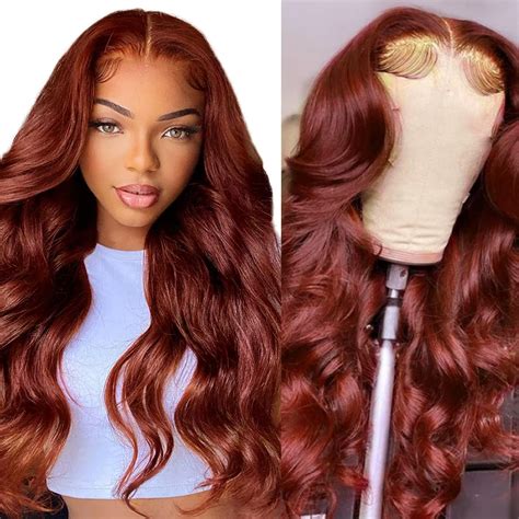 Keizanar Reddish Brown Lace Front Wigs Human Hair 13x4