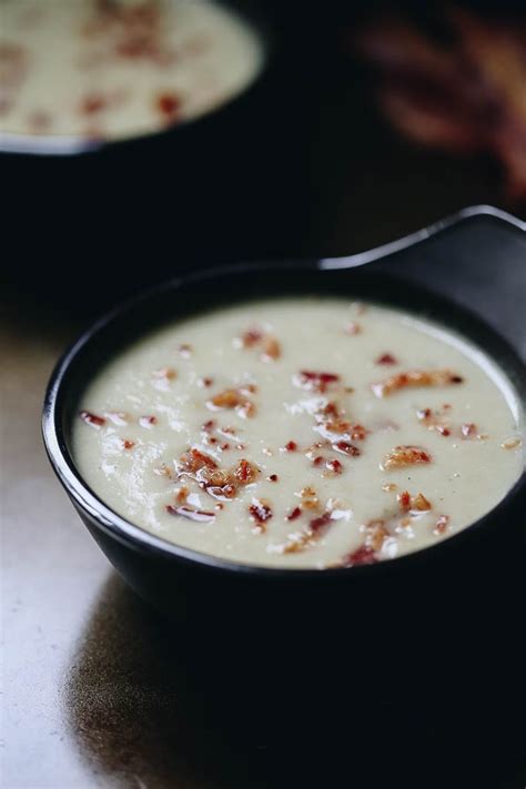 Creamy Cauliflower Soup With Crispy Bacon Dairy Free The Healthy Maven