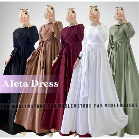 Jual Aleta Grown Dress Muslim Wanita Terbaru Crincle Air Flow Elif