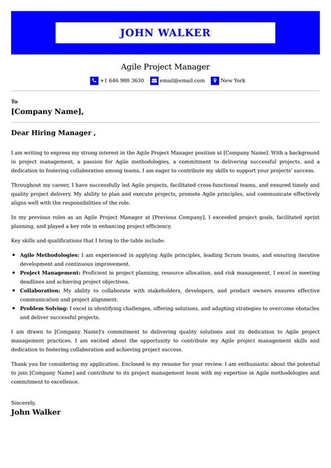 Agile Project Manager Cover Letter Examples South Africa