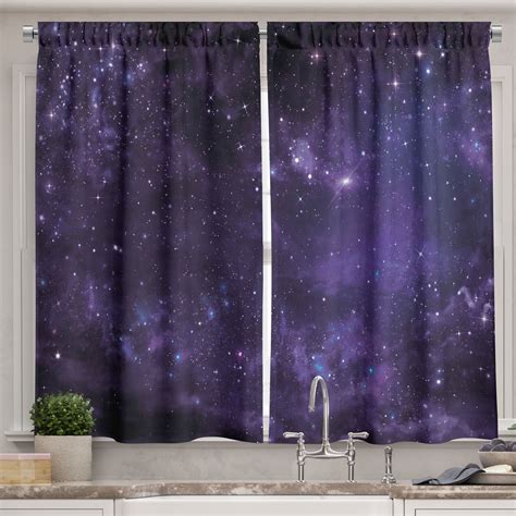 Ambesonne Galaxy Kitchen Curtains Starway View X Black Navy