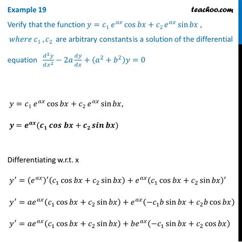 Example Verify That Y C Eax Cos Bx C Eax Sin Bx