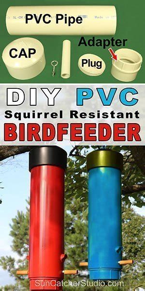 Pvc pipe bird feeder stand red - moliwolf