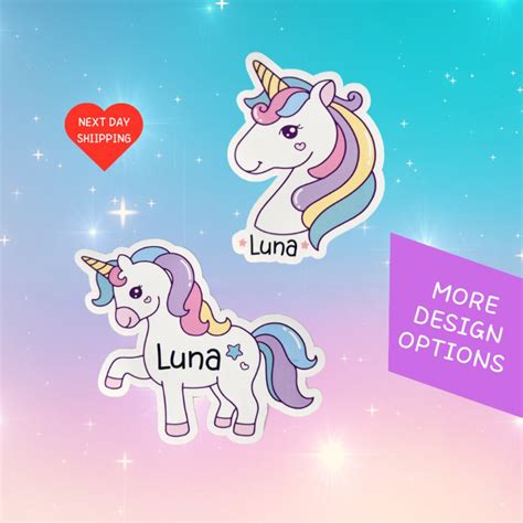 Custom Unicorn Name Sticker L Nextday Shipping L Waterproof I Unicorn Sticker L Name Labels For