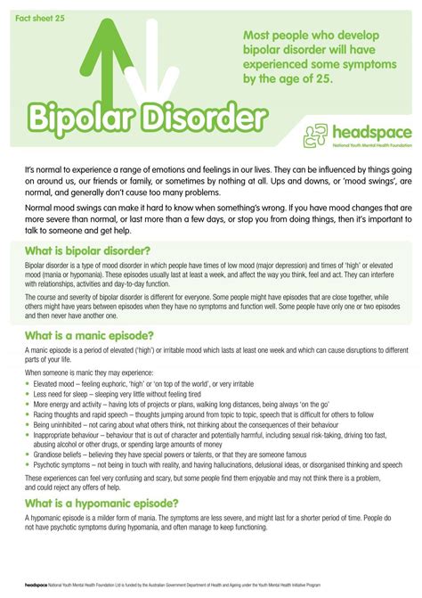 Fact Sheet 25 Bipolar Disorder Headspace