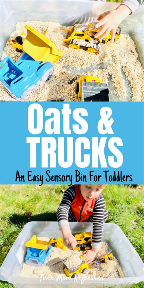 Sensory Bin Oatmeal And Trucks Twin Mom Refreshed