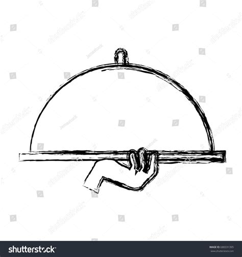 Waiter Hand Holding Cloche Serving Plate Stock Vector Royalty Free