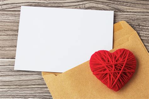 Empty Postcard Postcrossing Red Heart Love Letter Stock Photo