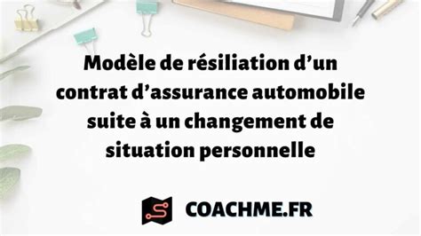 Mod Le De R Siliation Dun Contrat Dassurance Automobile Suite Un