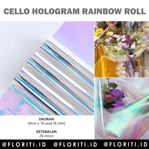 Jual PACK Cellophane HOLOGRAM Rol Plastik OPP Holographic Rainbow