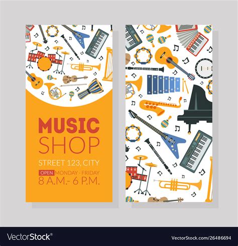 Music shop business card template with musical Vector Image