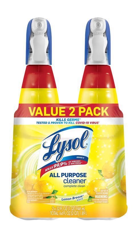 Lysol All Purpose Cleaner Spray Lemon Breeze Pack Of Walmart