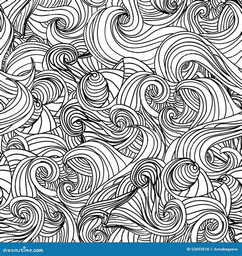 Abstract Doodle Waves Seamless Pattern Stock Vector Illustration Of