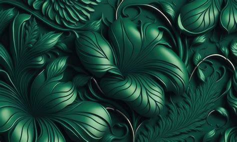 Premium AI Image Beautiful Abstract Green Floral Wallpaper Design