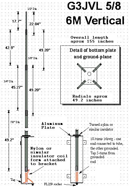 6 Meter 5 8 Wave Vertical Antenna Project By G3jvl