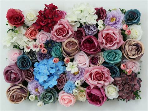 3D Artificial Flower Wall Photography Backdrop Rose Floral Panels For