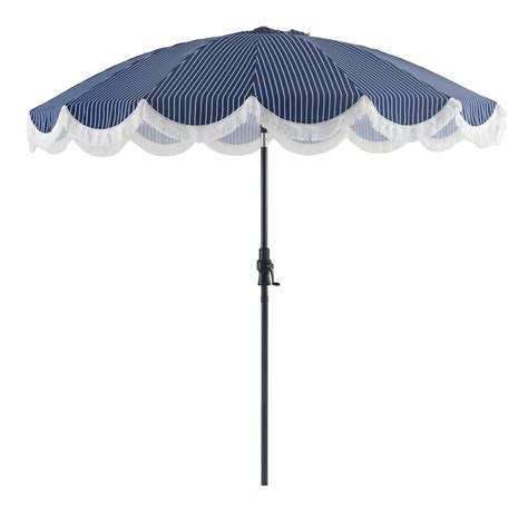 Hampton Bay 8 Ft Scallop Patio Umbrella Heron Blue The Home Depot Canada