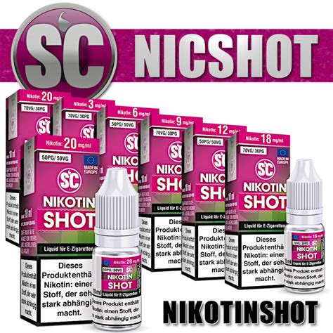 3 20mg SC Nikotin Shots 10x 10 ml 50 50 70 30 Nikotinshot für E Liq