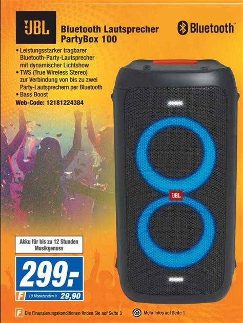 Jbl Bluetooth Lautsprecher Partybox 100 Angebot Bei Expert 1Prospekte De