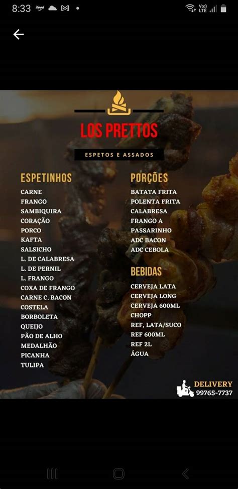 Carta Del Pub Y Bar Los Prettos Espetos E Assados Curitiba