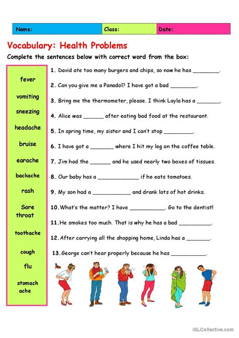 Vocabulary Health Problems 2 English ESL Worksheets Pdf Doc