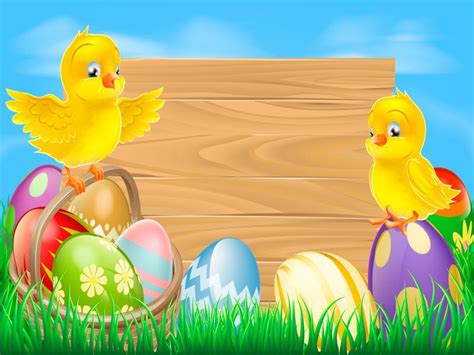 Easter With Eggs and Chickens Backgrounds for Powerpoint Templates - PPT Backgrounds