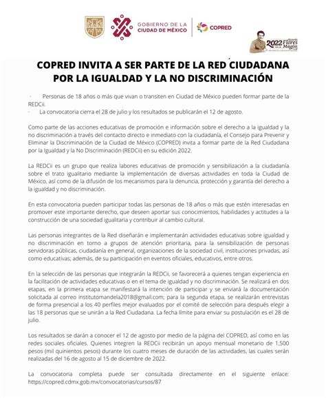 Copred Cdmx On Twitter Boletín El Consejo Para Prevenir Y Eliminar La Discriminación De La