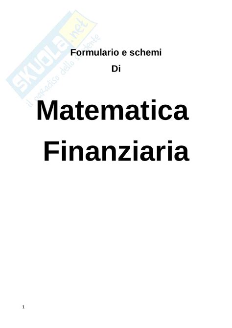 Lezioni E Formulario Appunti Di Matematica Finanziaria