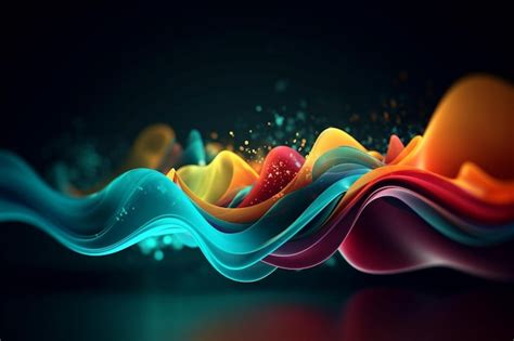 Premium Ai Image Colorful Waves On A Dark Background