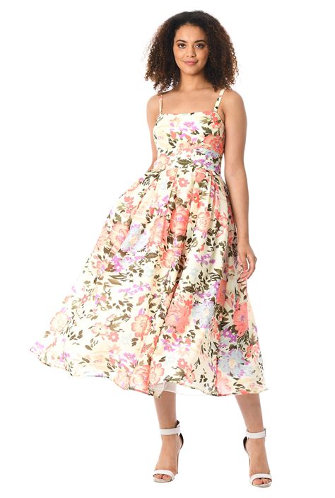 Shop Floral Print Voile Midi Sundress Eshakti