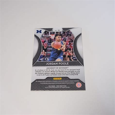 Prizm Draft Picks Jordan Poole Rookie Prizm Rc And