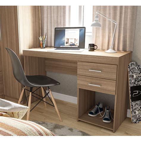 Mesa Para Escritório E Home Office Malta 120 Cm 02 Gavetas P01 Castanho