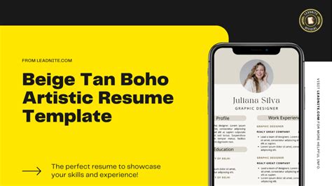 Beige Tan Boho Artistic Resume Template