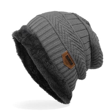 Knitted Cap Thick Soft Warm Winter Hat Mens Trendy Warm Oversized