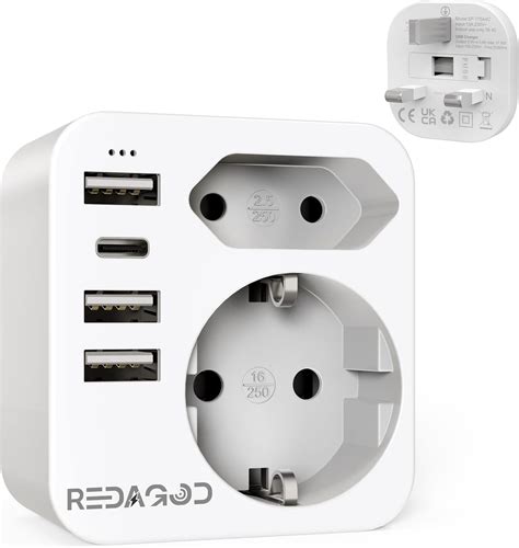 REDAGOD ADAPTER PRZEJŚCIÓWKA PODRÓŻNA WTYCZKA GNIAZDKO 3XUSB USB C 17W