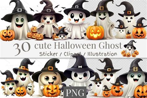 Digital Cute Halloween Ghost Sticker Halloween Png