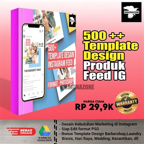 Jual Template Instagram 500 Template Desain Feed Produk Instagram