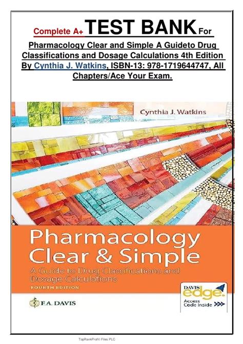 Complete A+ TEST BANK For Pharmacology Clear and Simple A Guide to Drug ...