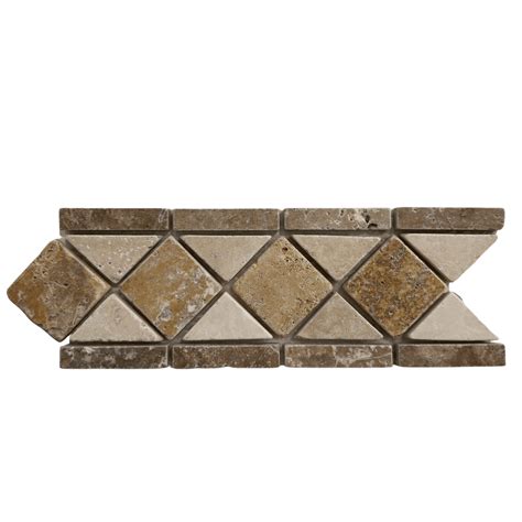 AL 024 Grande classique mixte travertin bordure mosaïque Albedo Pierre