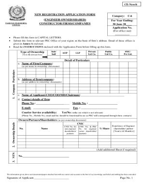 Fillable Online Pec Org Application Form Engr Owned Renewal With