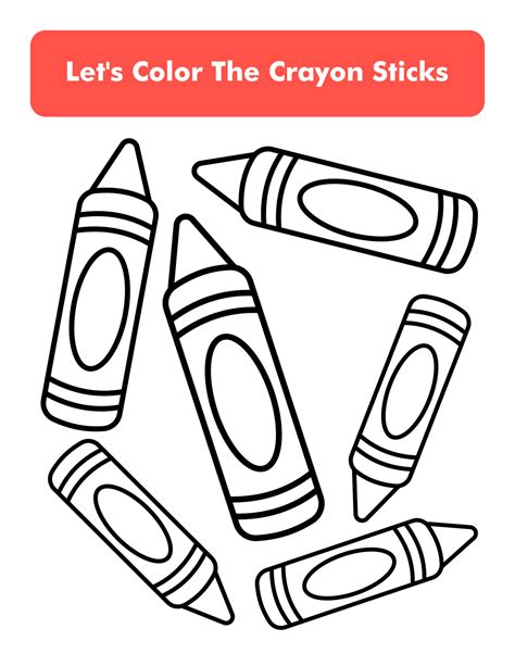 Crayons Coloring Book Page In Letter Page Size. Children Coloring ...