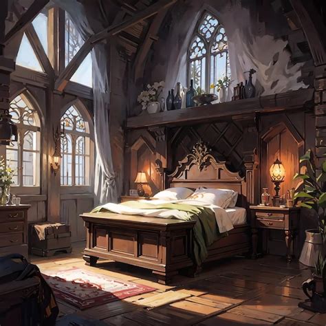 Premium Photo Medieval Bedroom The Witcher Anime Style