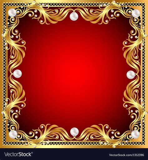 A Red Background With Pearls Gold Ornaments Download A Free Preview Or