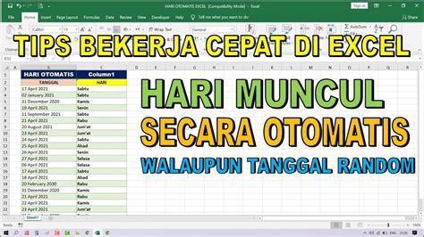 Tutorial Cara Membuat Hari Secara Otomatis Di Microsoft Excel YouTube