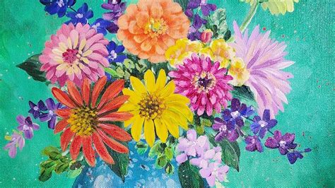 Colorful Flower Bouquet Acrylic Painting LIVE Tutorial YouTube