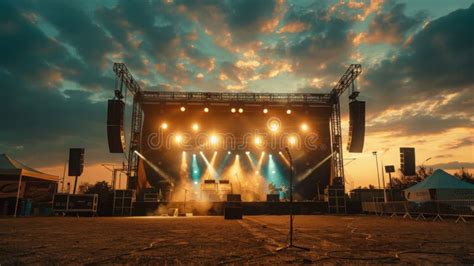 Concert Stage Setup at Sunset Stock Photo - Image of open, event: 322656164