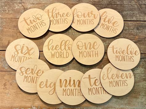 Wood Baby Milestone Round Cards Newborn Milestones Wood Etsy